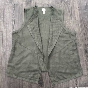 Chico's Olive Green front flyaway vest faux suede size 3 women